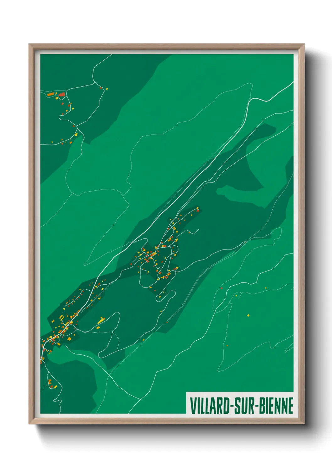Une affiche de carte sur Villard-sur-Bienne