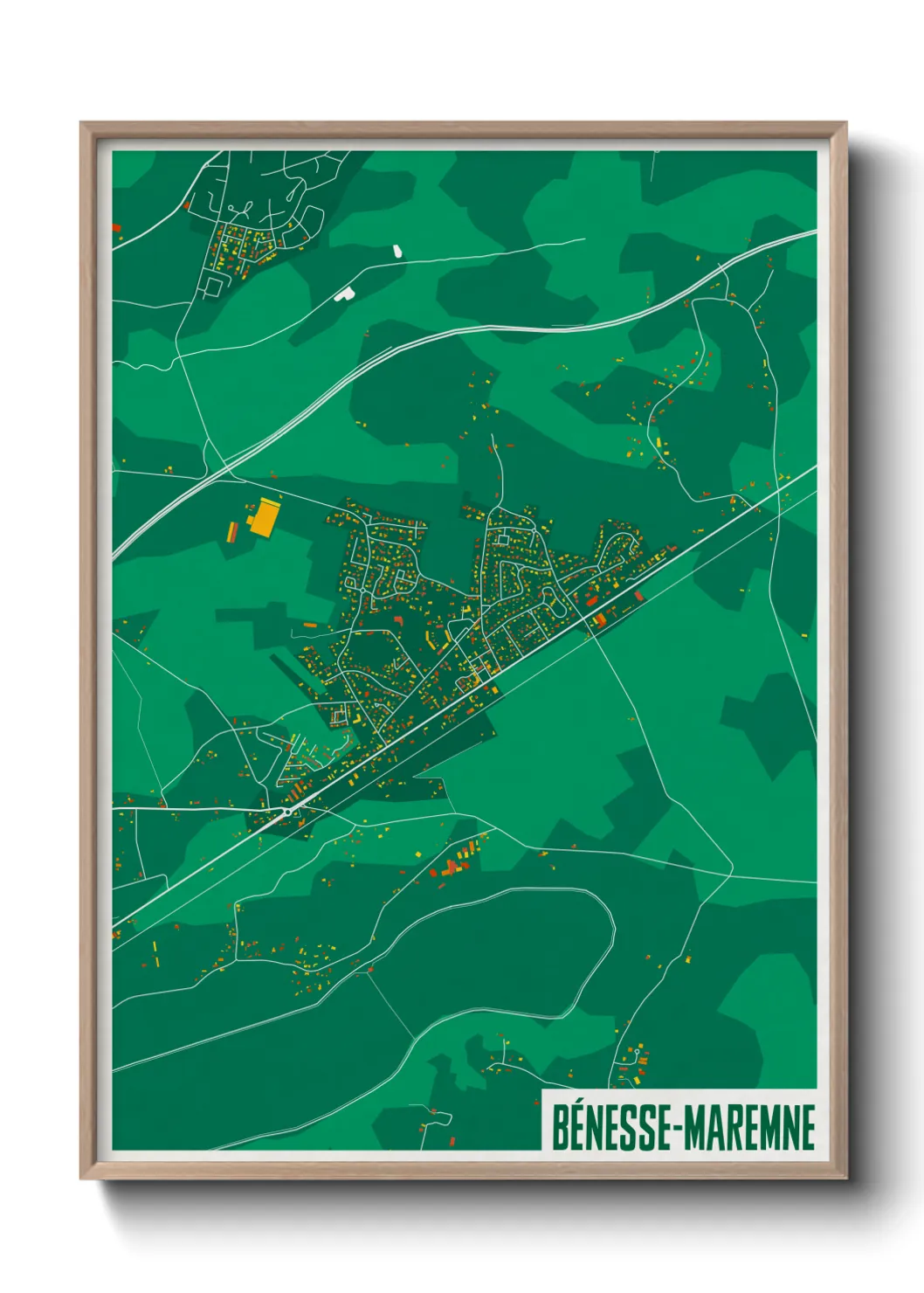 Une affiche de carte sur Bénesse-Maremne