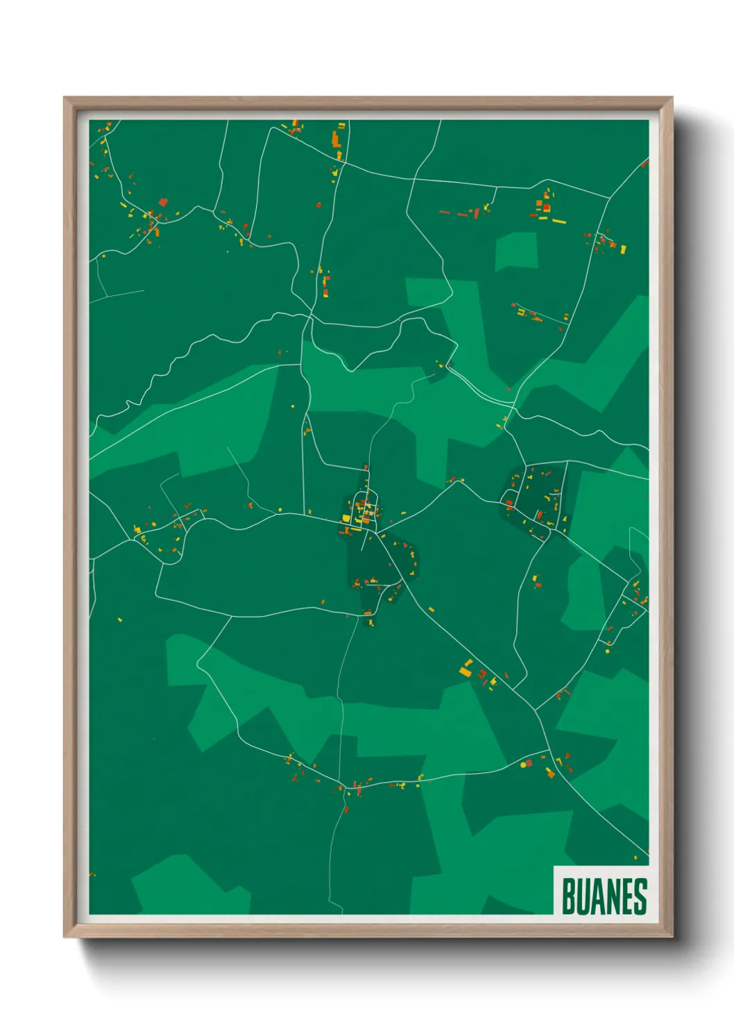 Une affiche de carte sur Buanes