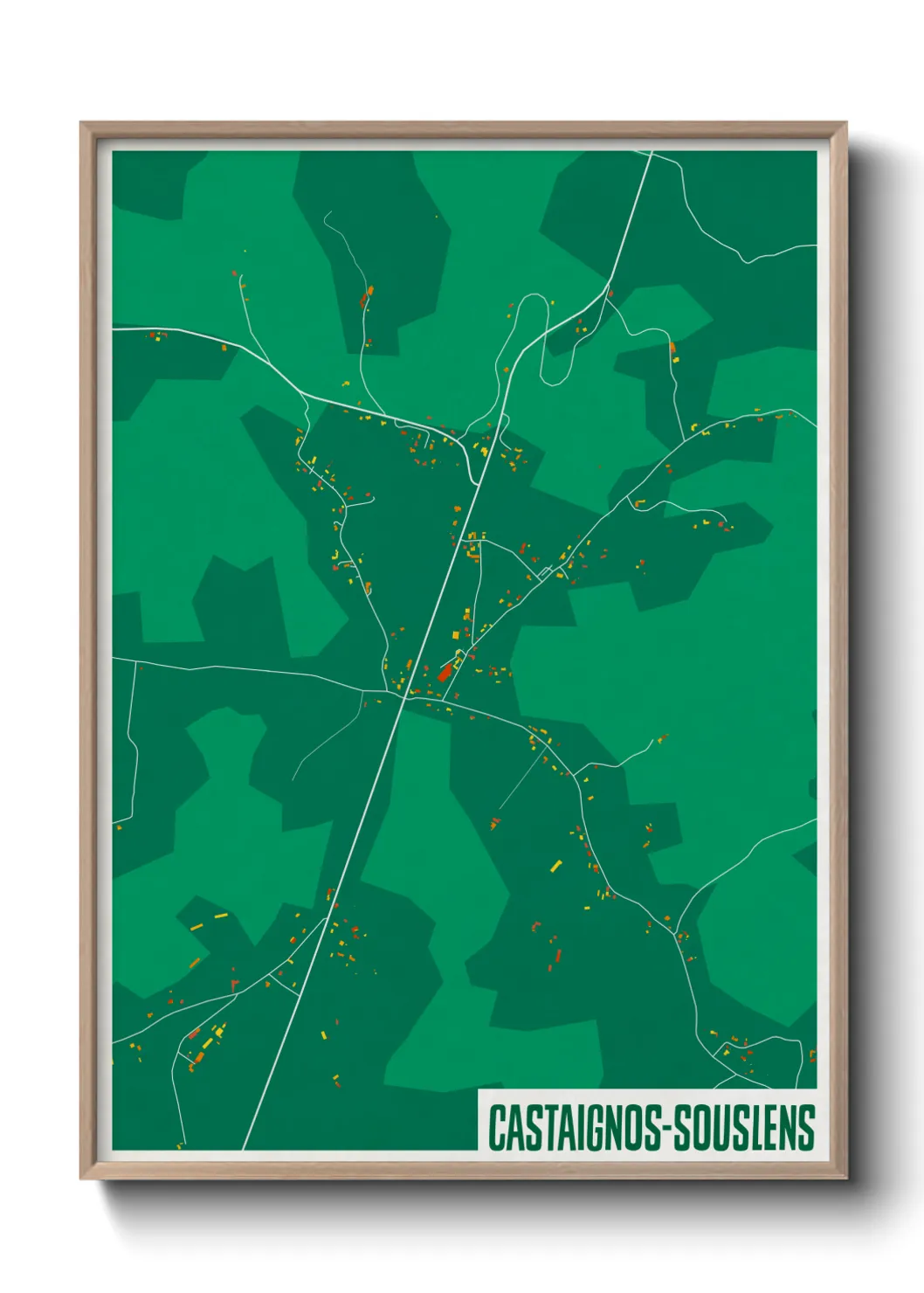 Une affiche de carte sur Castaignos-Souslens