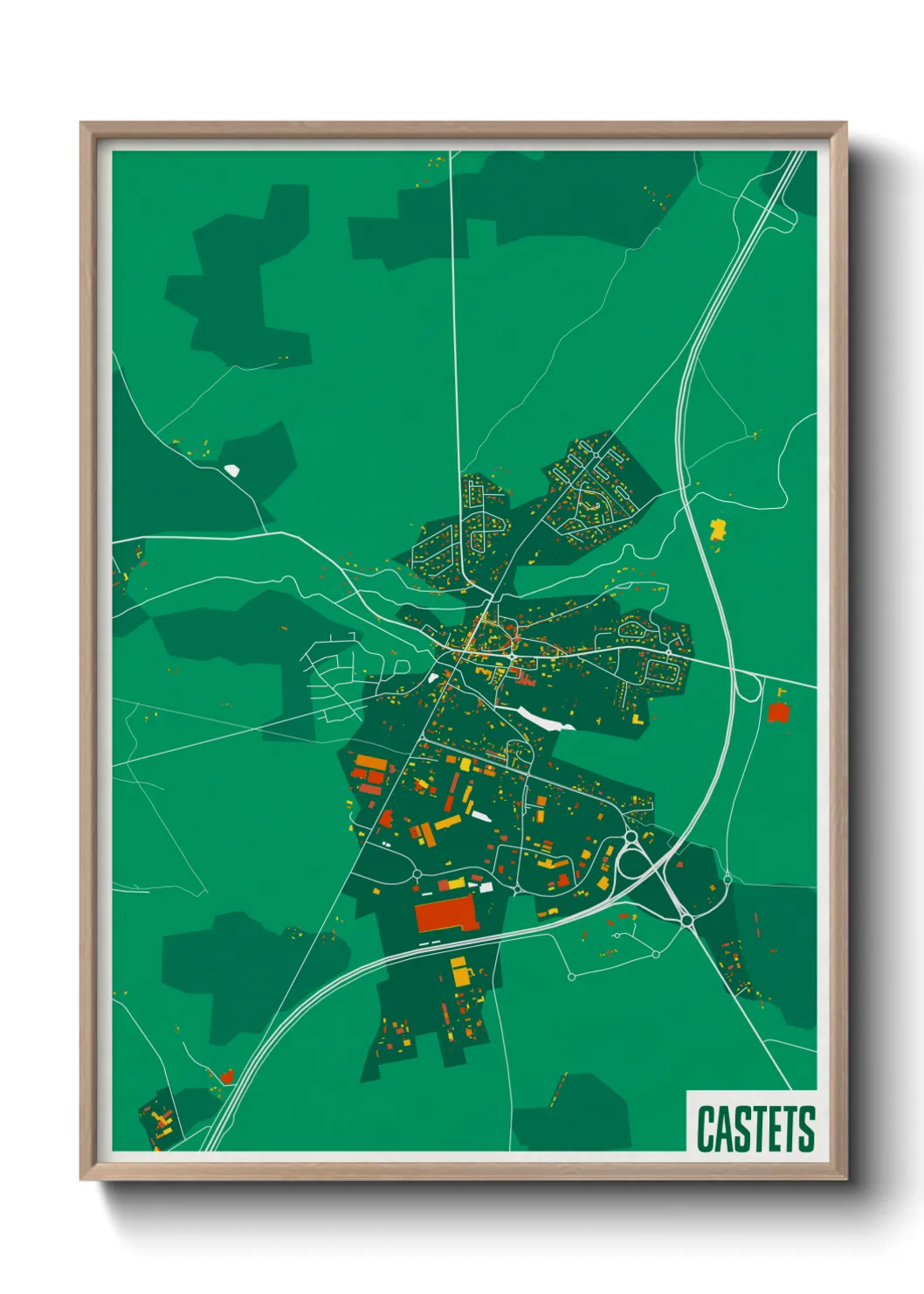 Une affiche de carte sur Castets