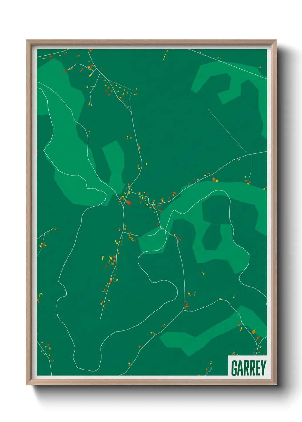 Une affiche de carte sur Garrey