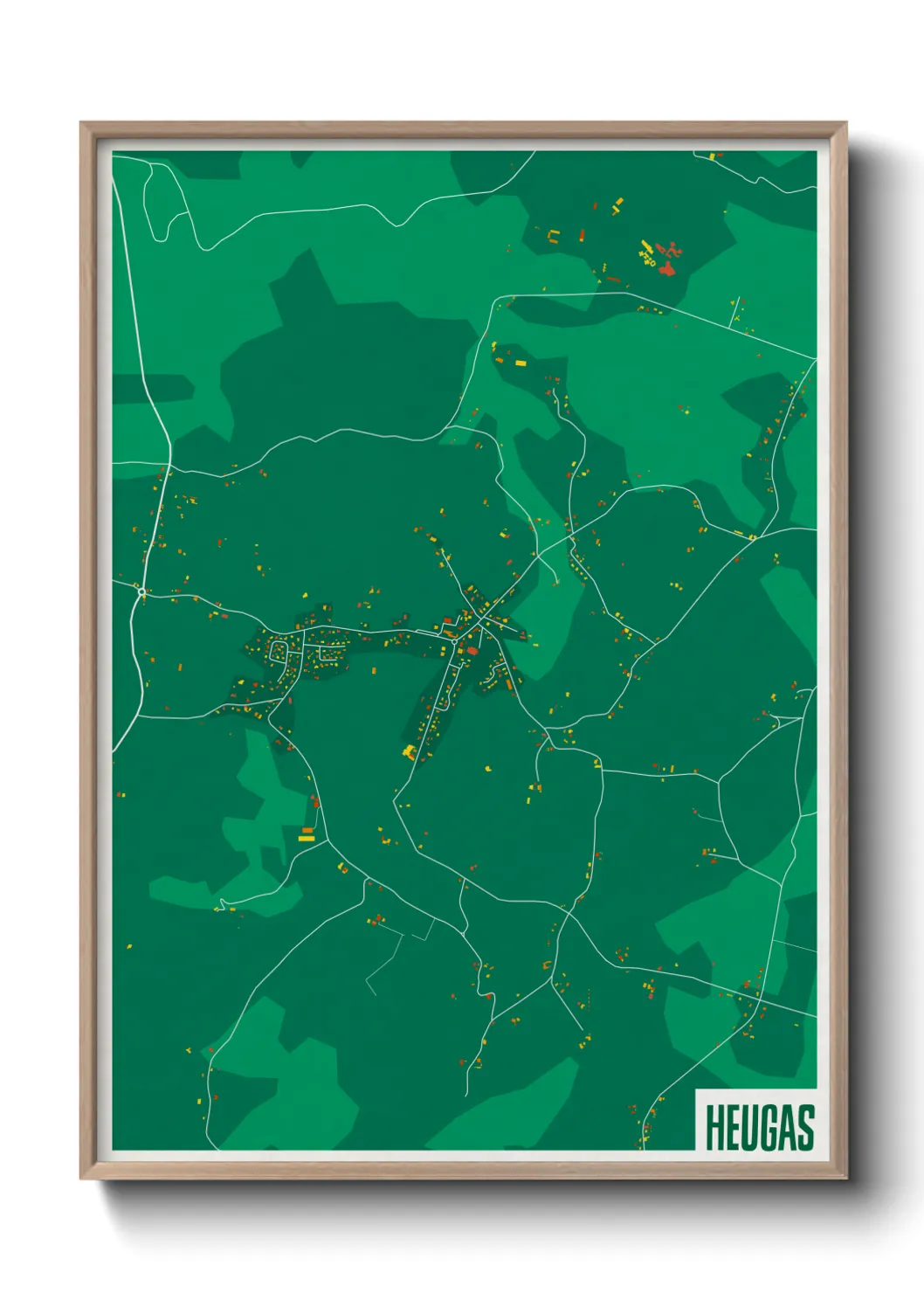 Une affiche de carte sur Heugas