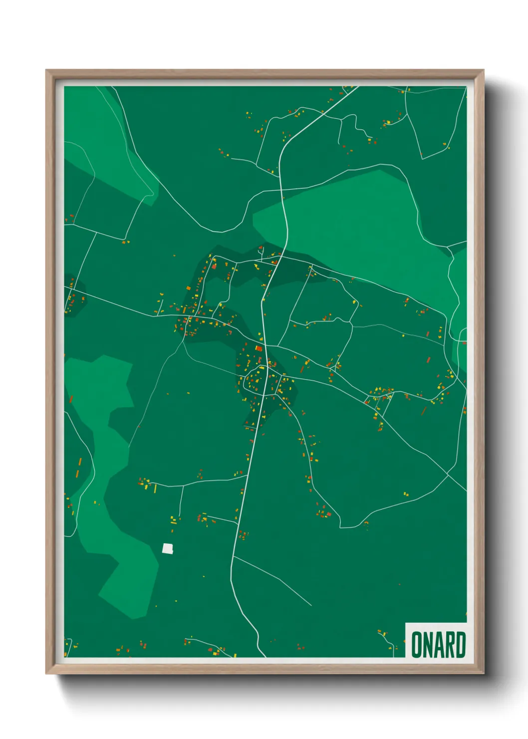 Une affiche de carte sur Onard