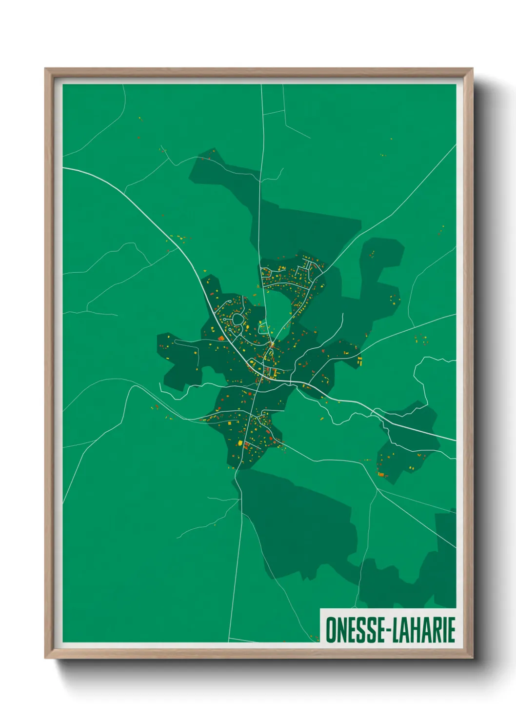 Une affiche de carte sur Onesse-Laharie