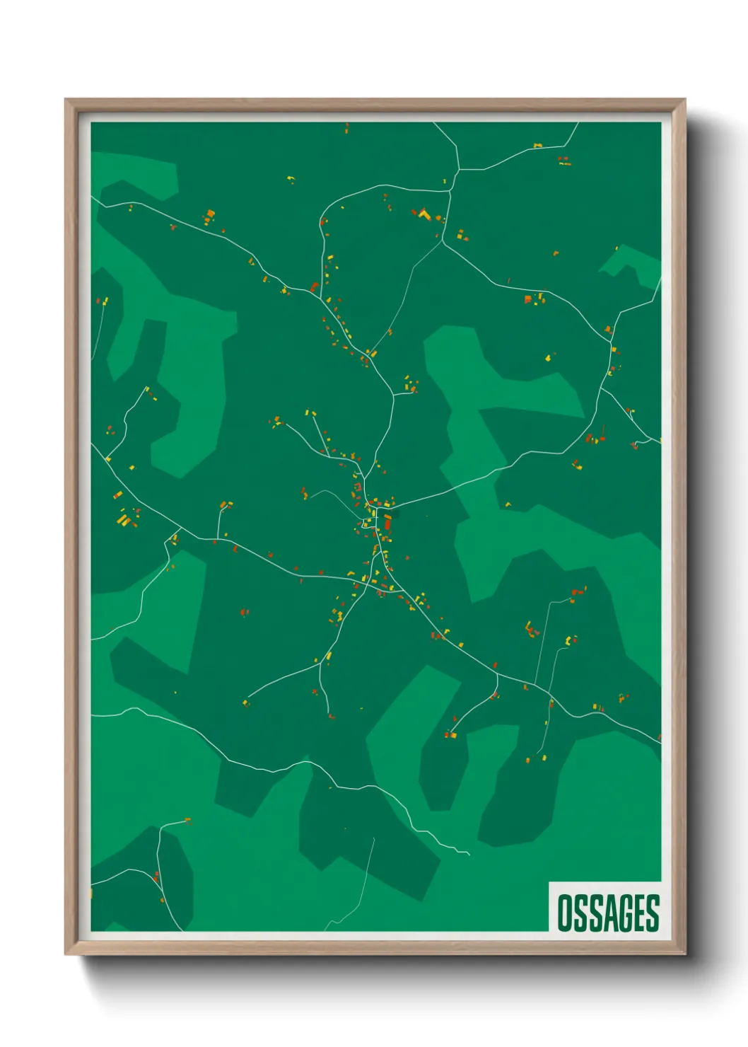 Une affiche de carte sur Ossages