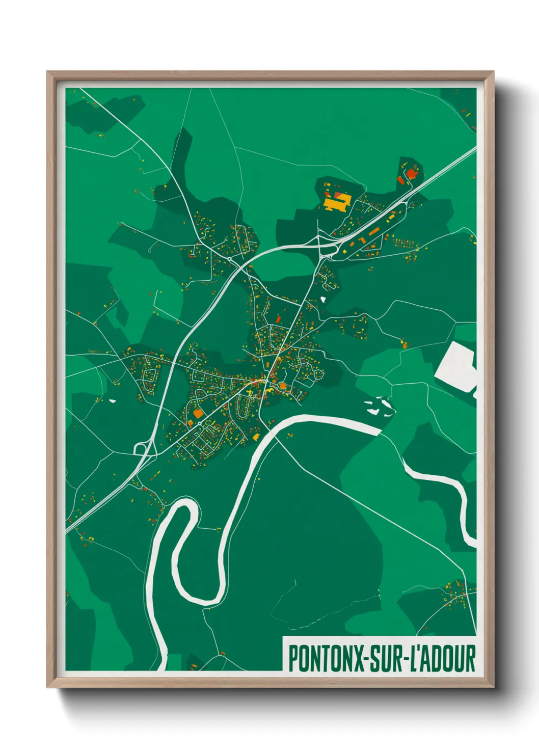 Une affiche de carte sur Pontonx-sur-l'Adour