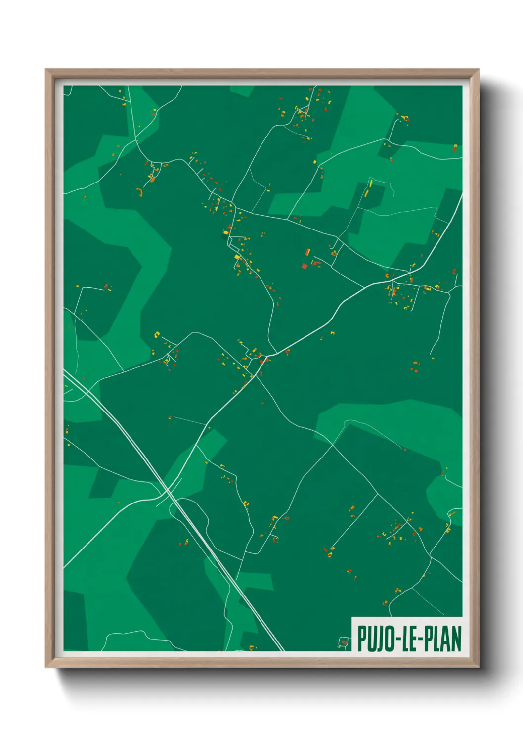 Une affiche de carte sur Pujo-le-Plan
