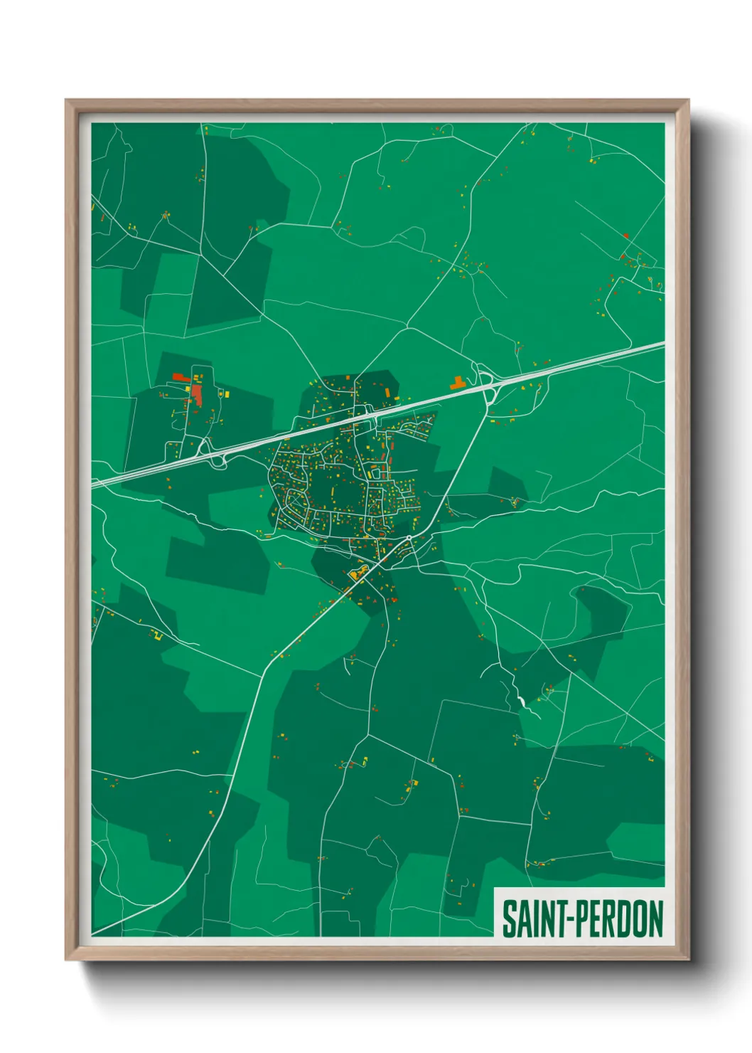 Une affiche de carte sur Saint-Perdon