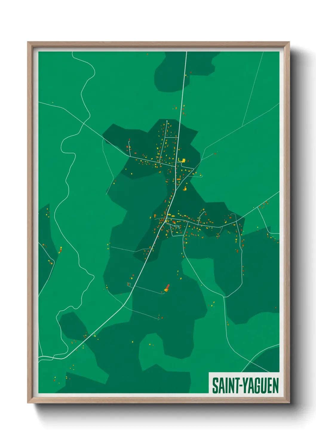 Une affiche de carte sur Saint-Yaguen