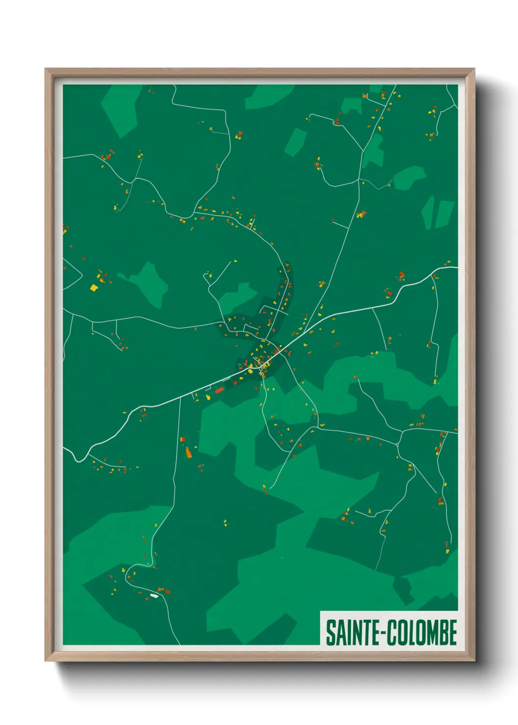 Une affiche de carte sur Sainte-Colombe