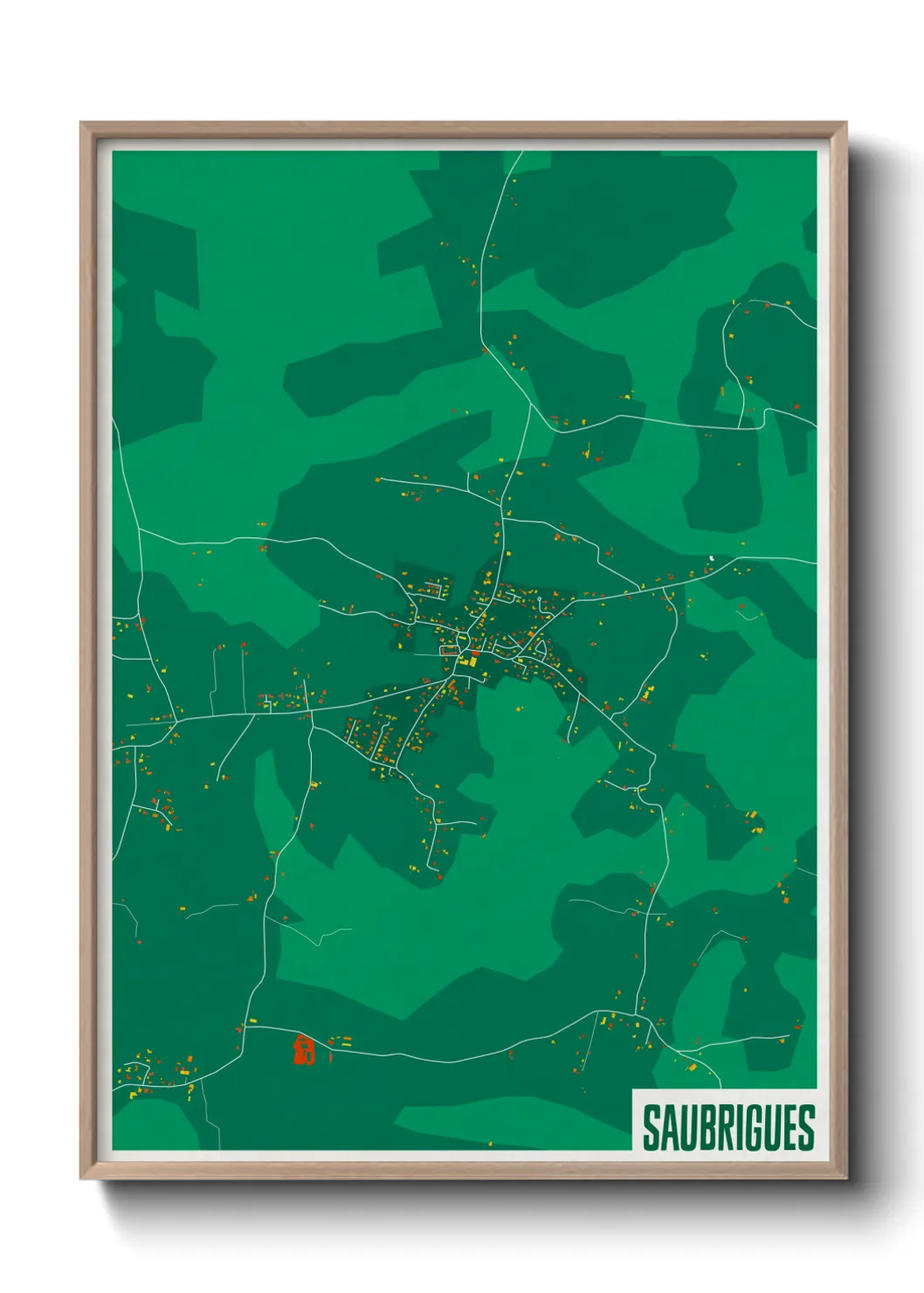 Une affiche de carte sur Saubrigues