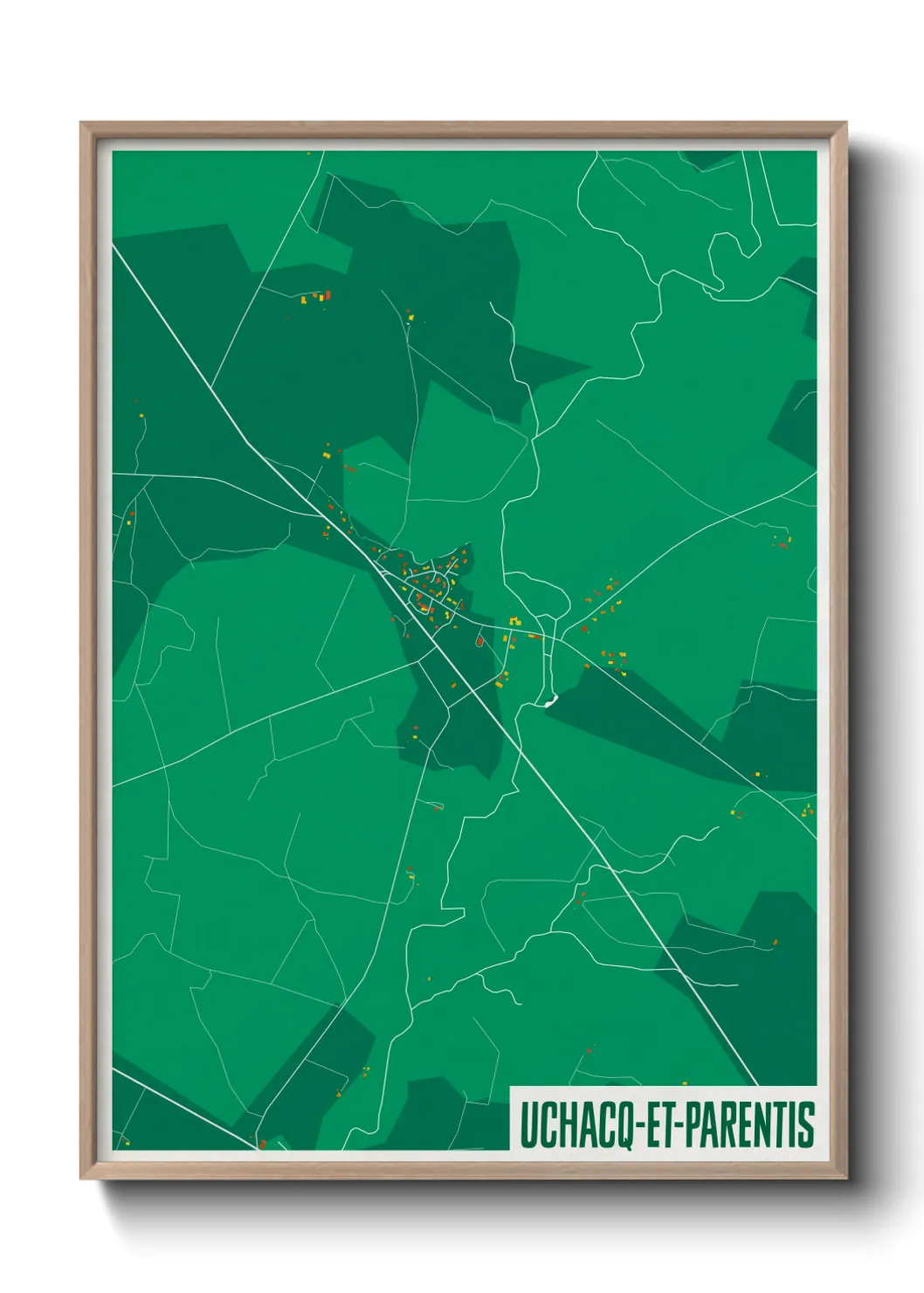 Une affiche de carte sur Uchacq-et-Parentis