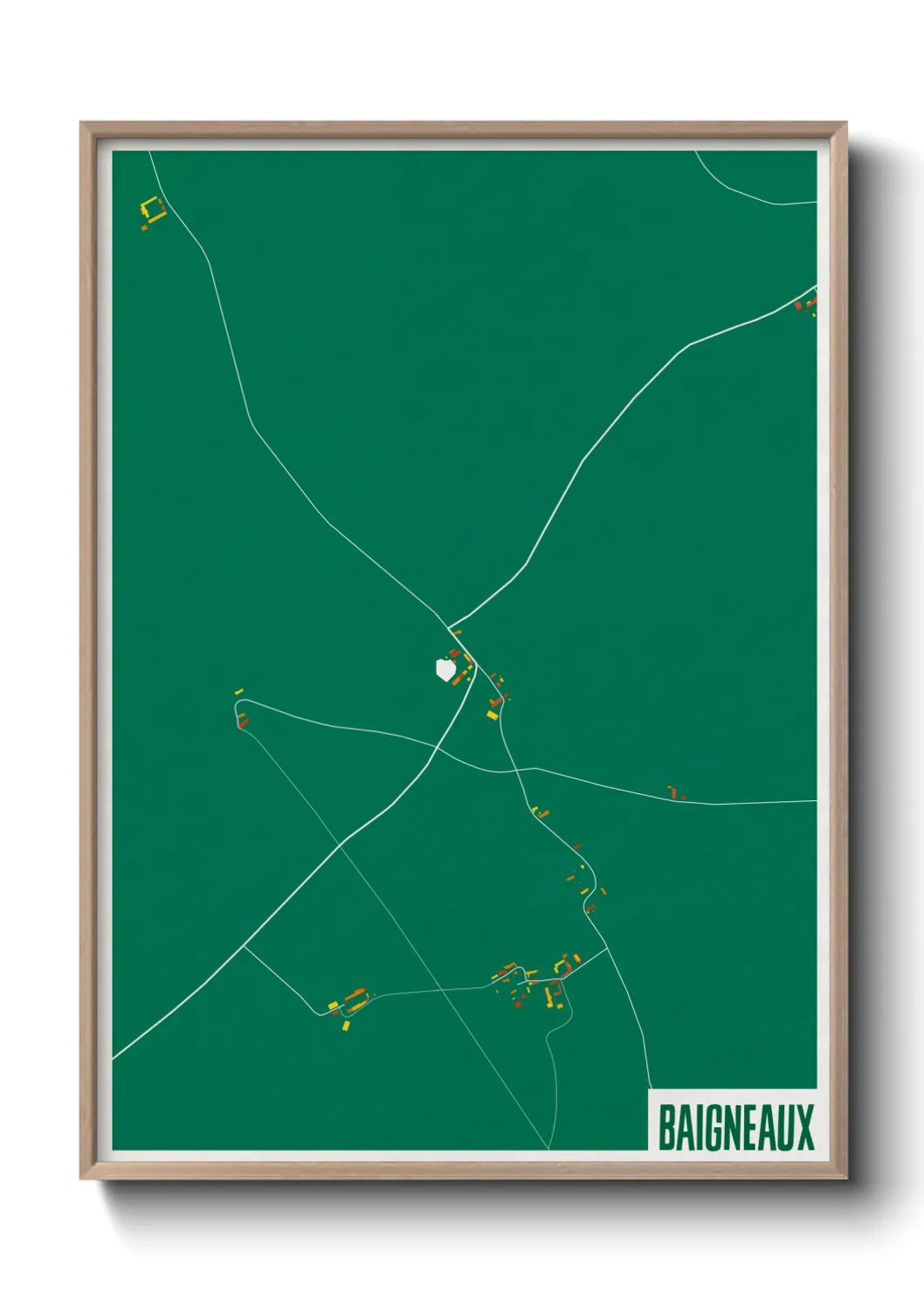 Une affiche de carte sur Baigneaux