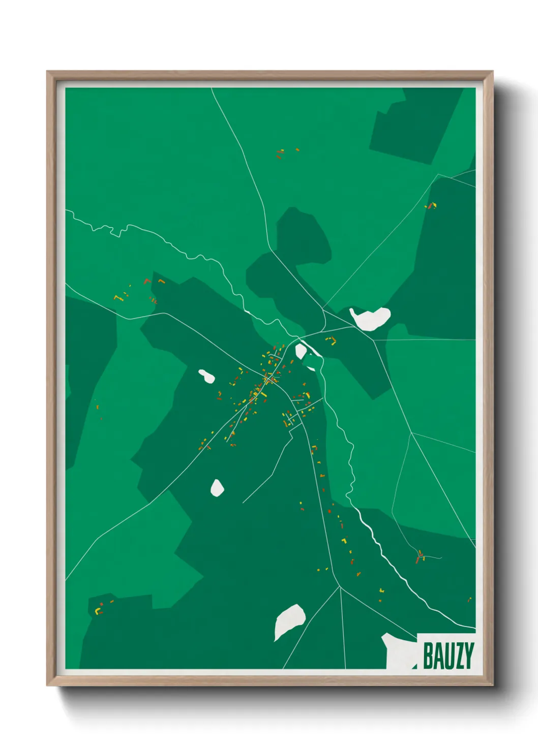 Une affiche de carte sur Bauzy