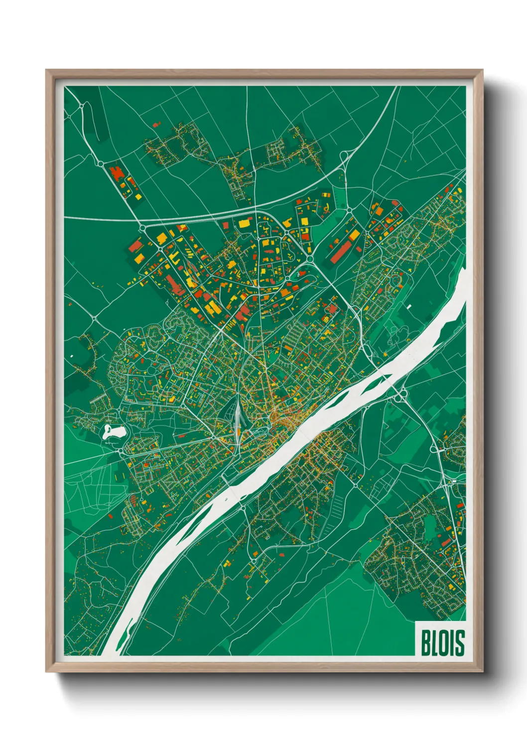 Une affiche de carte sur Blois
