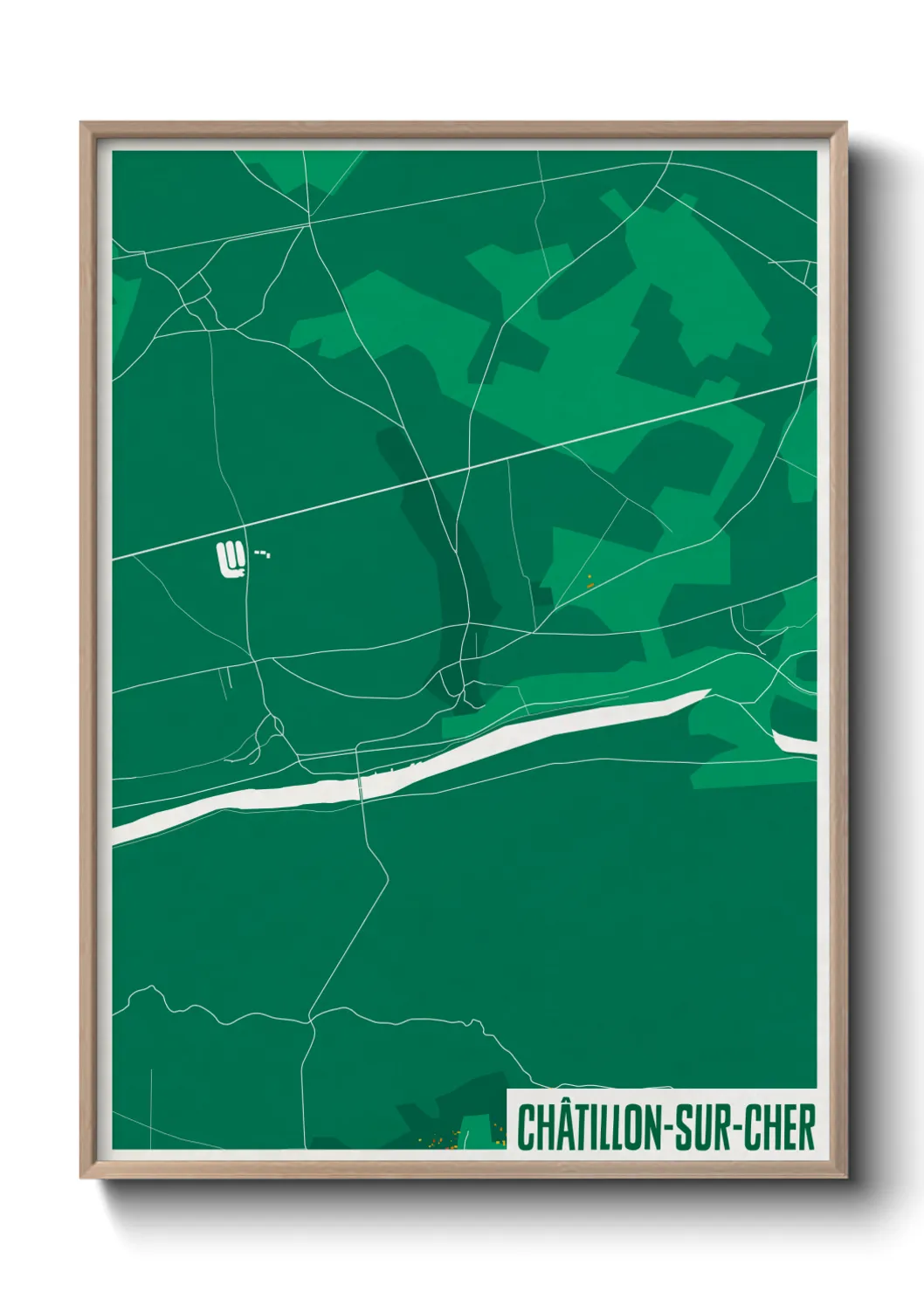 Une affiche de carte sur Châtillon-sur-Cher