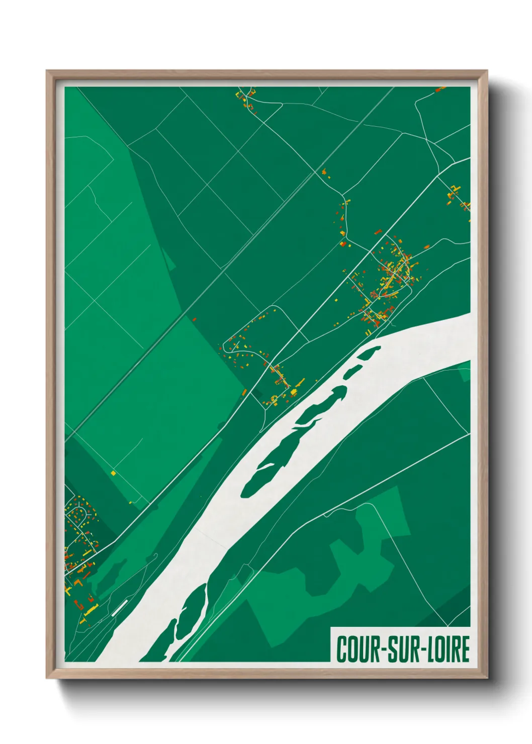 Une affiche de carte sur Cour-sur-Loire