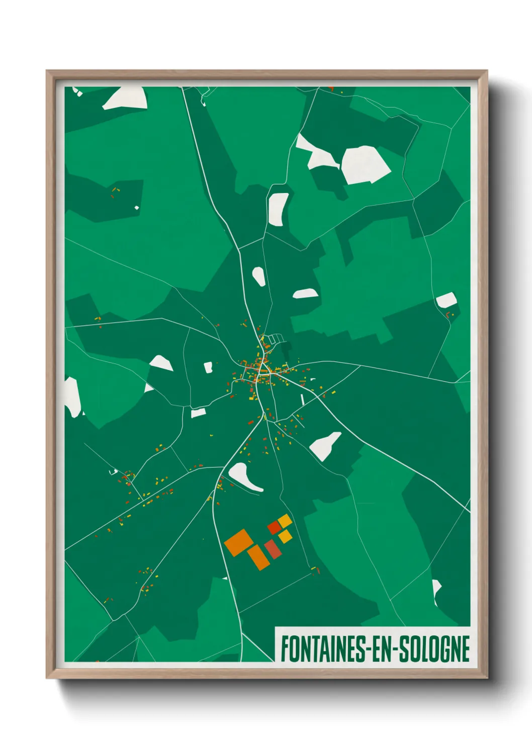 Une affiche de carte sur Fontaines-en-Sologne