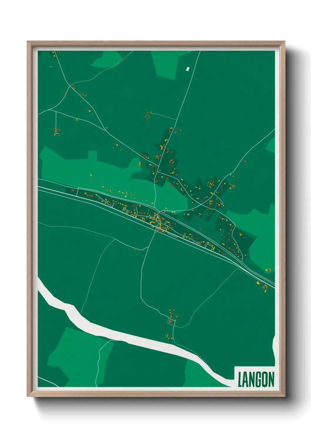 Une affiche de carte sur Langon