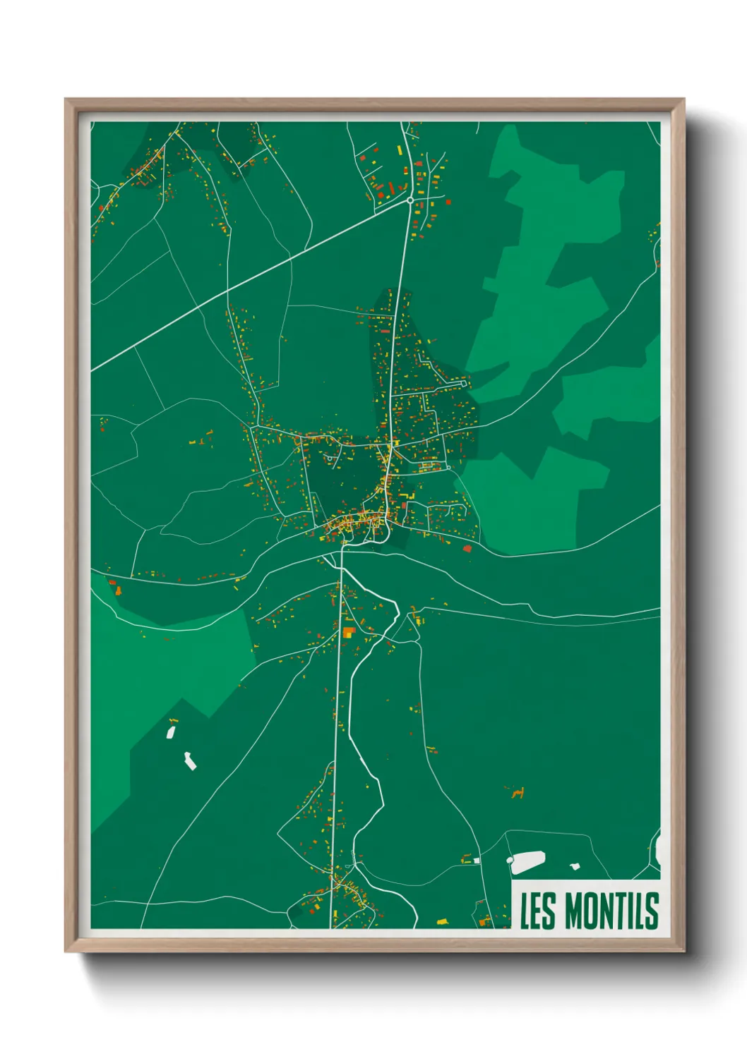 Une affiche de carte sur Les Montils