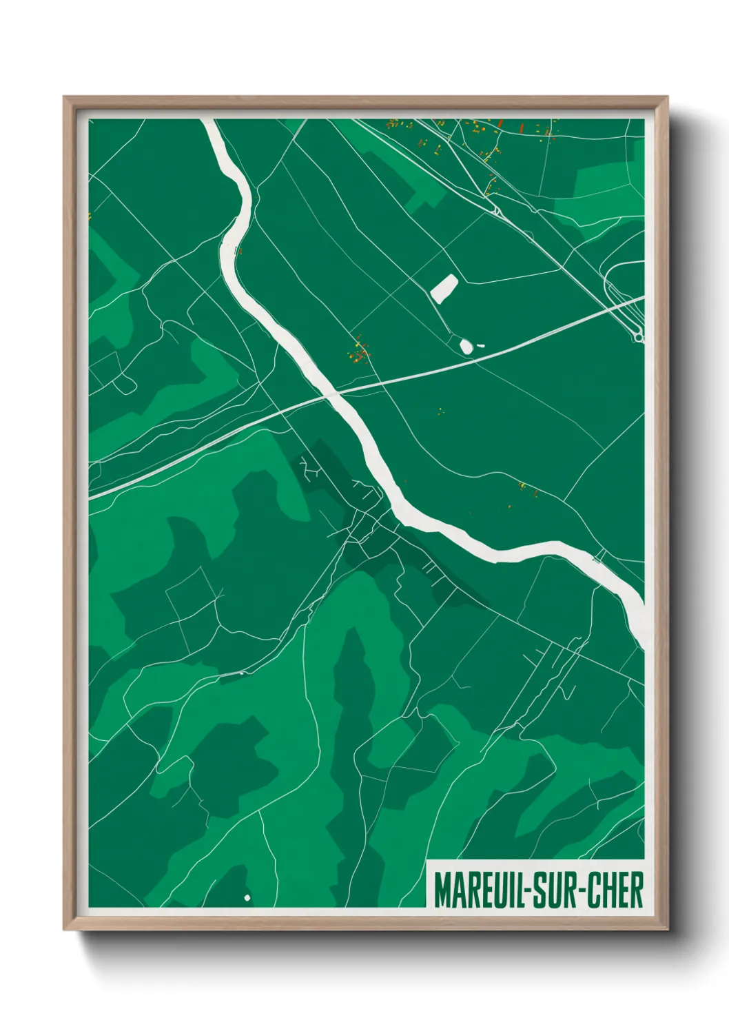 Une affiche de carte sur Mareuil-sur-Cher