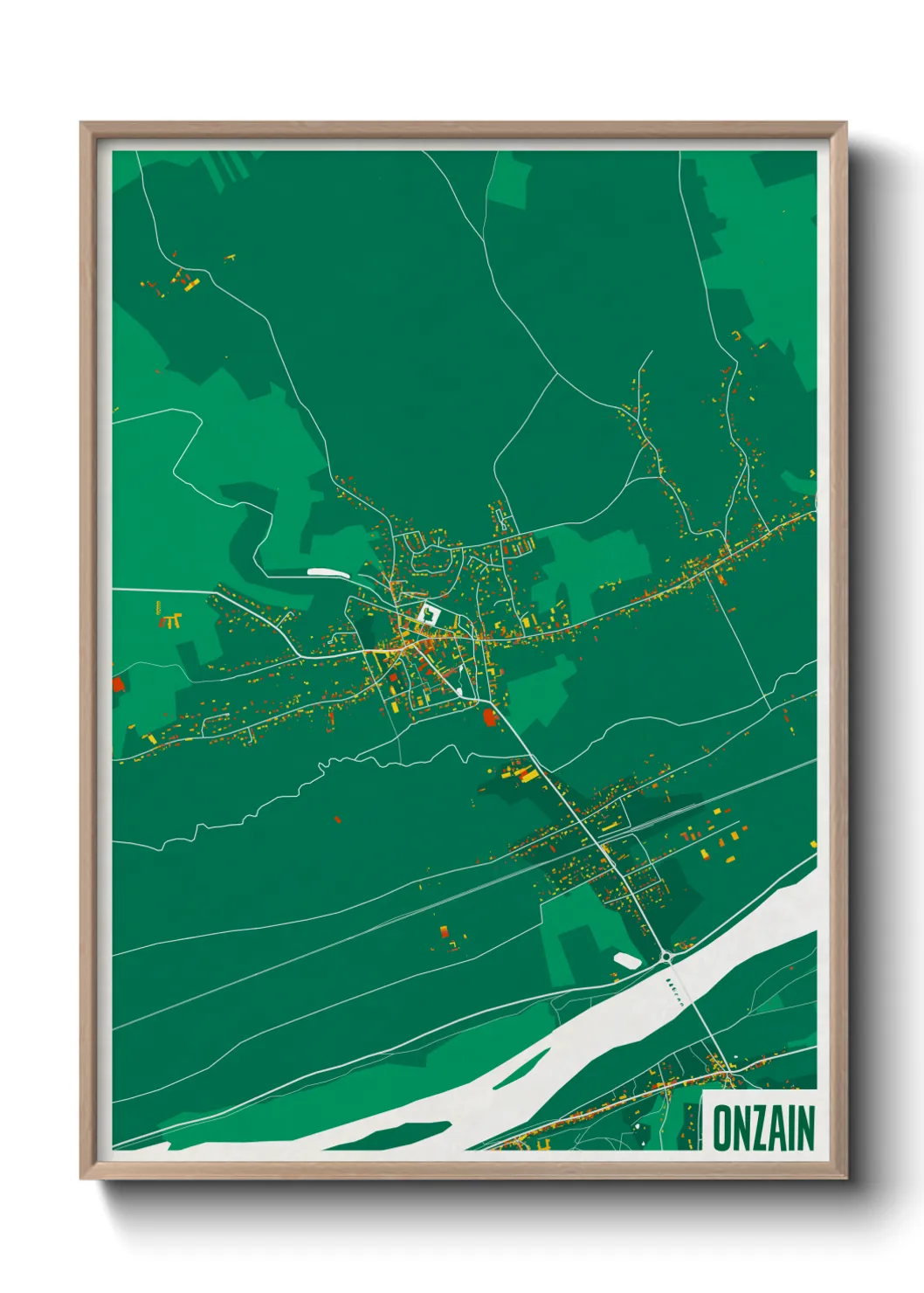 Une affiche de carte sur Onzain