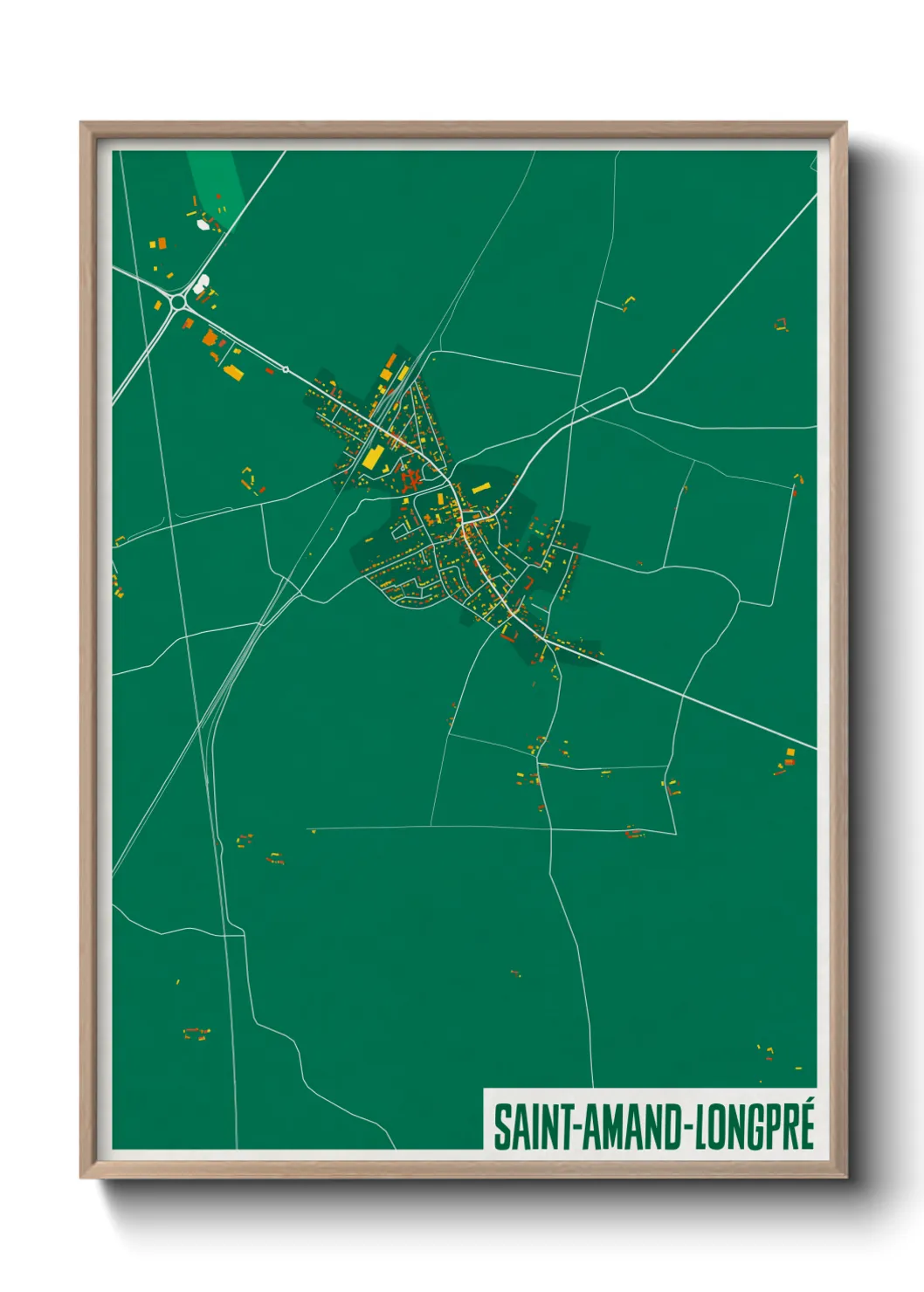 Une affiche de carte sur Saint-Amand-Longpré