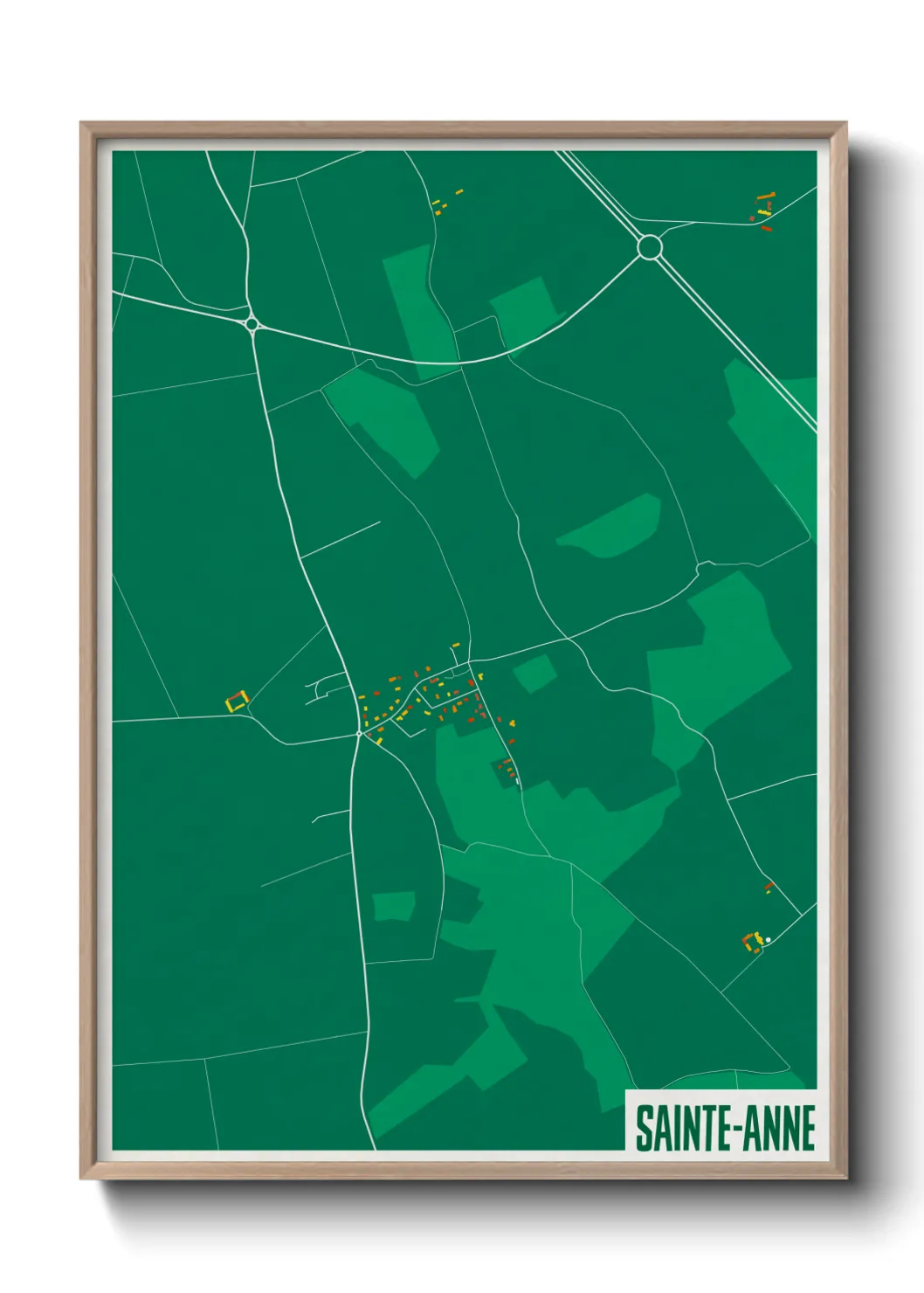 Une affiche de carte sur Sainte-Anne