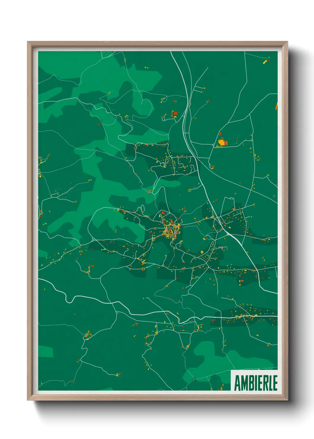 Une affiche de carte sur Ambierle