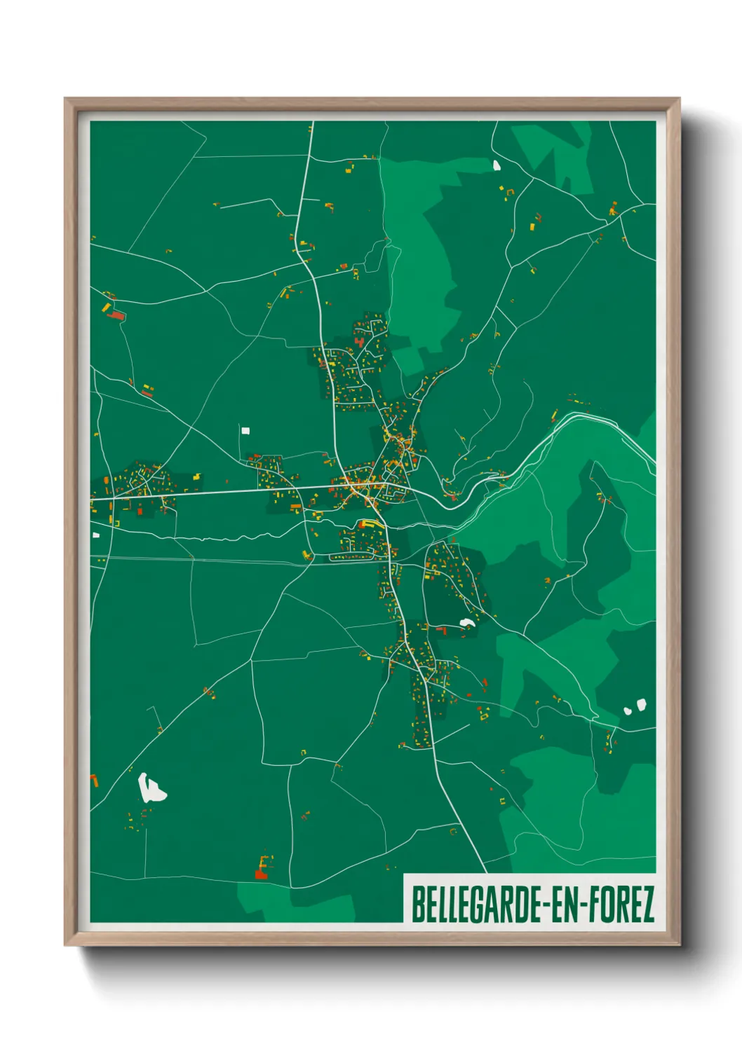 Une affiche de carte sur Bellegarde-en-Forez
