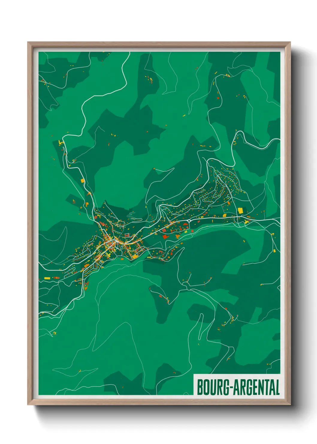 Une affiche de carte sur Bourg-Argental