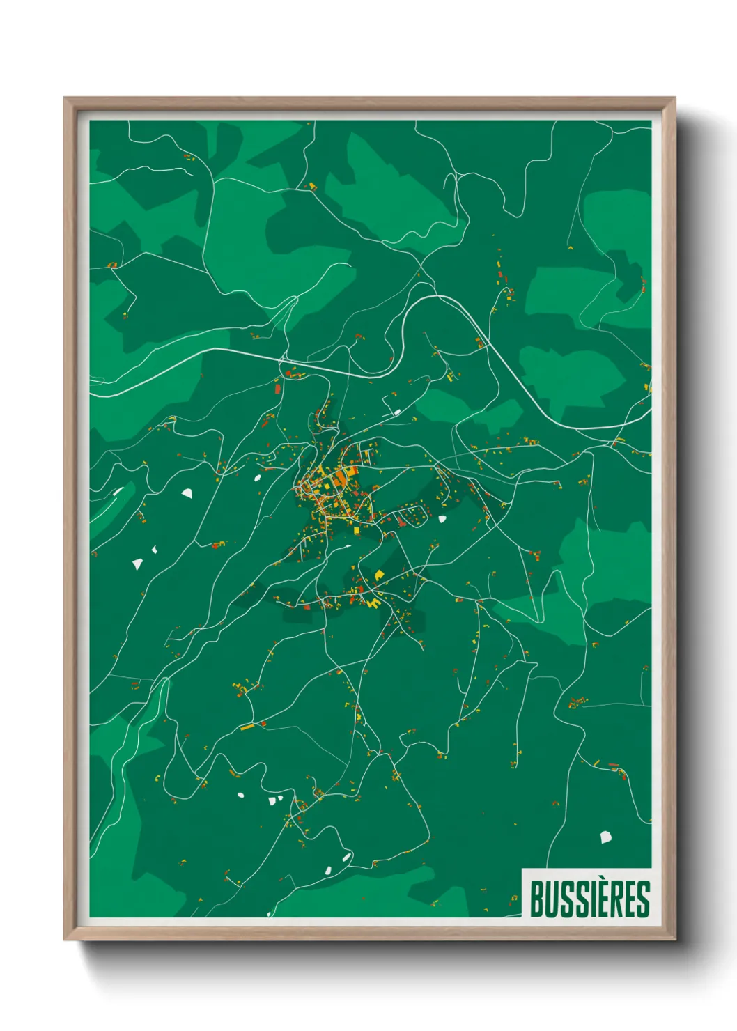 Une affiche de carte sur Bussières