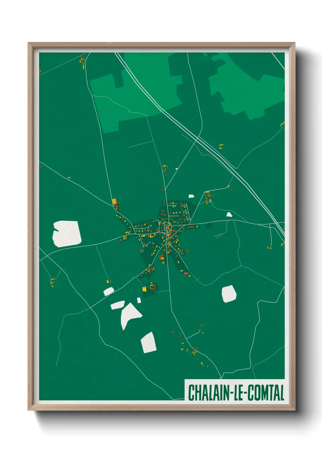 Une affiche de carte sur Chalain-le-Comtal