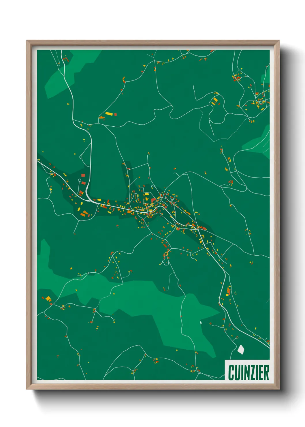 Une affiche de carte sur Cuinzier