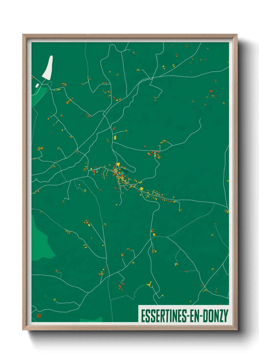 Une affiche de carte sur Essertines-en-Donzy