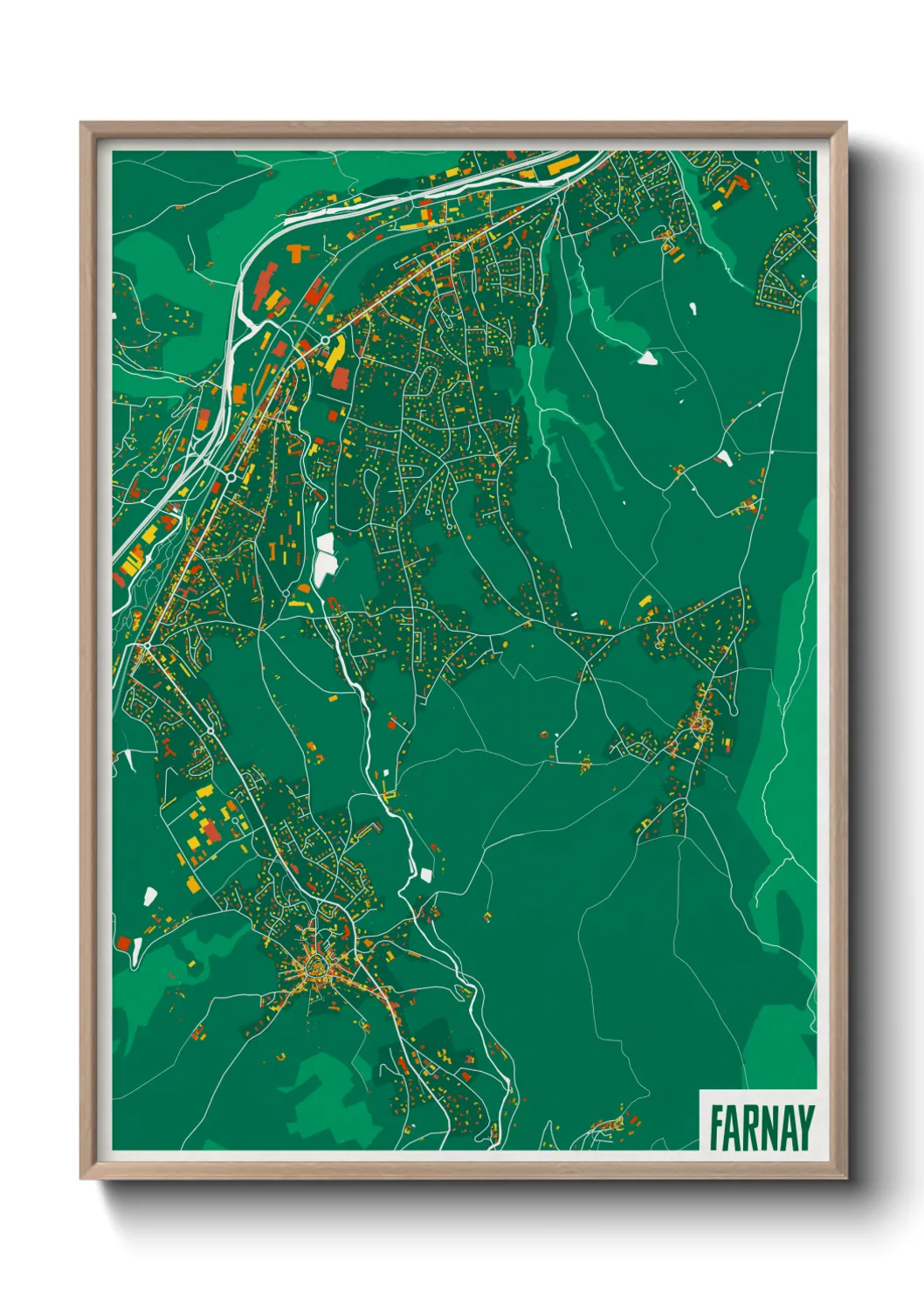Une affiche de carte sur Farnay