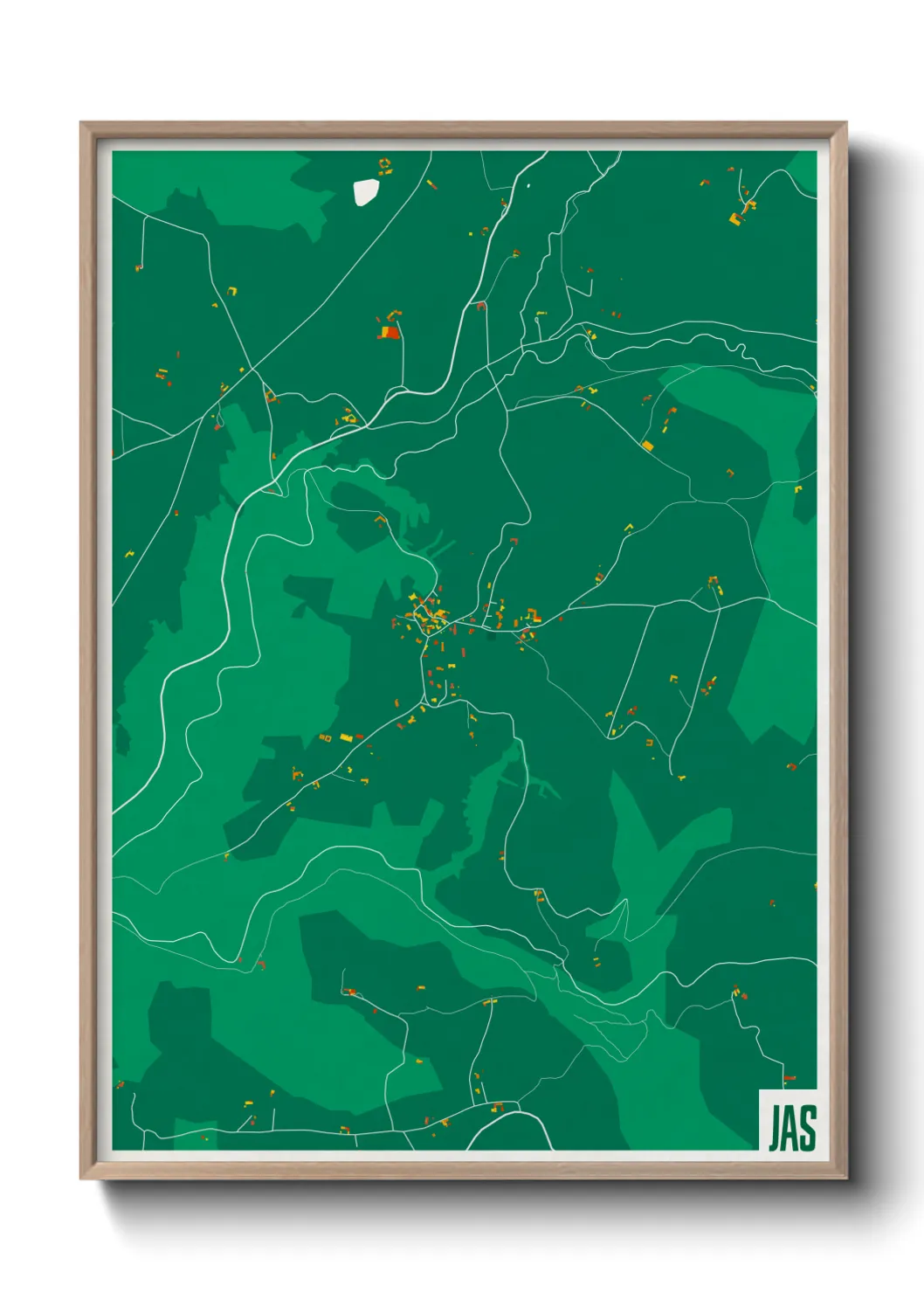 Une affiche de carte sur Jas