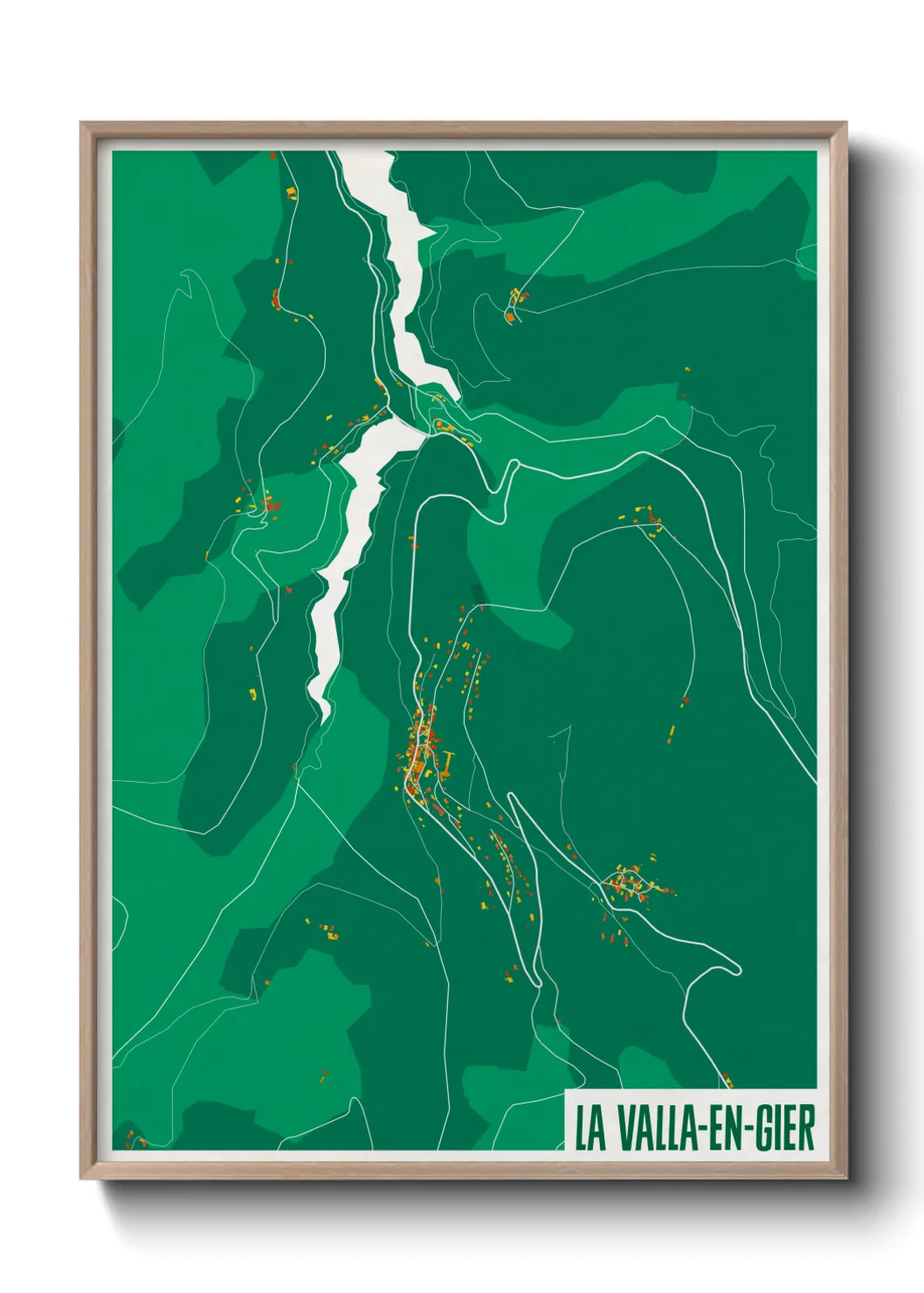 Une affiche de carte sur La Valla-en-Gier