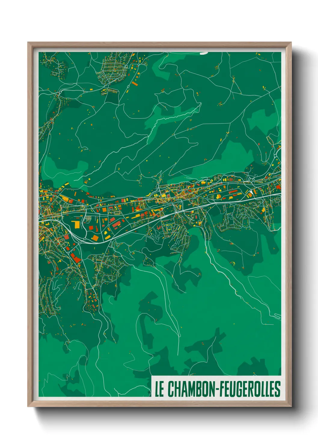 Une affiche de carte sur Le Chambon-Feugerolles