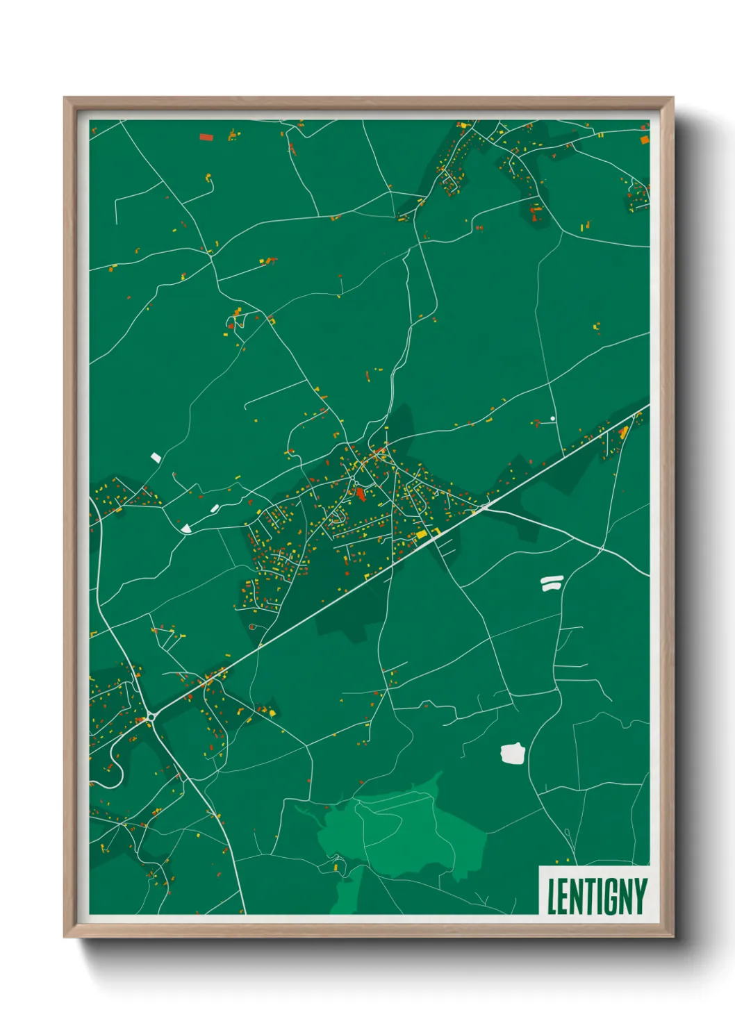 Une affiche de carte sur Lentigny