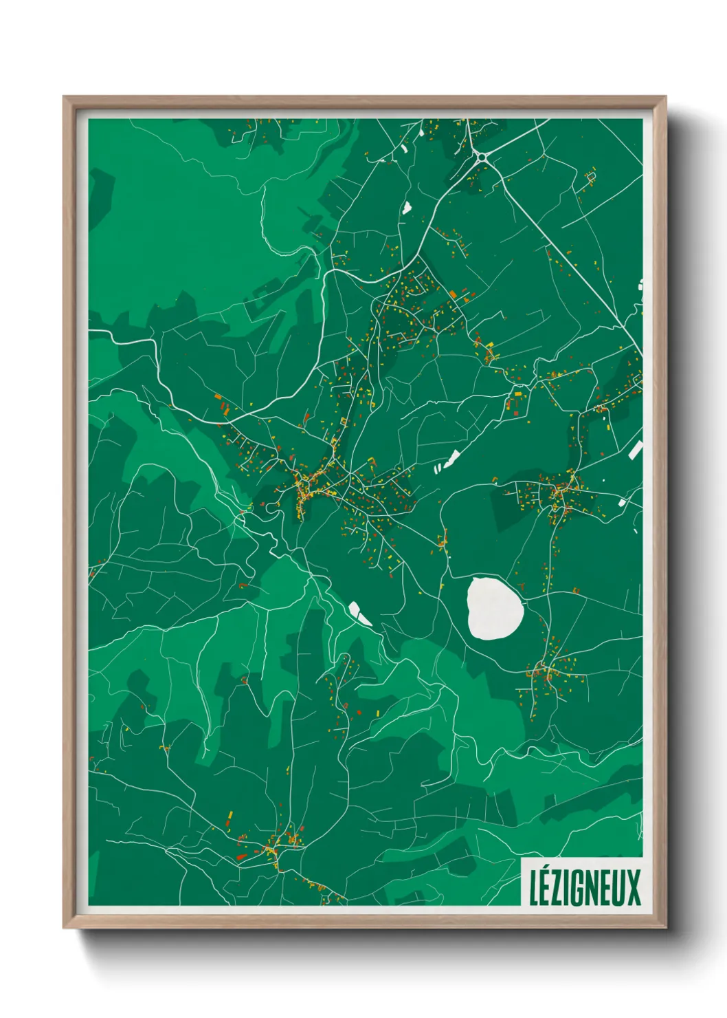 Une affiche de carte sur Lézigneux