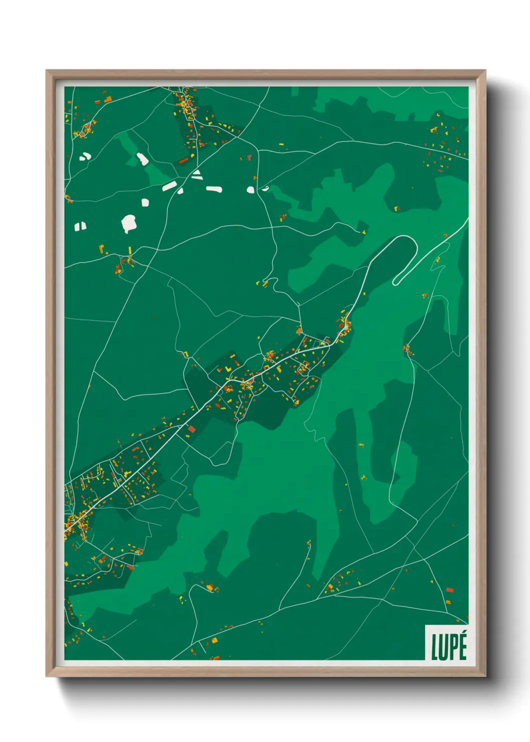 Une affiche de carte sur Lupé