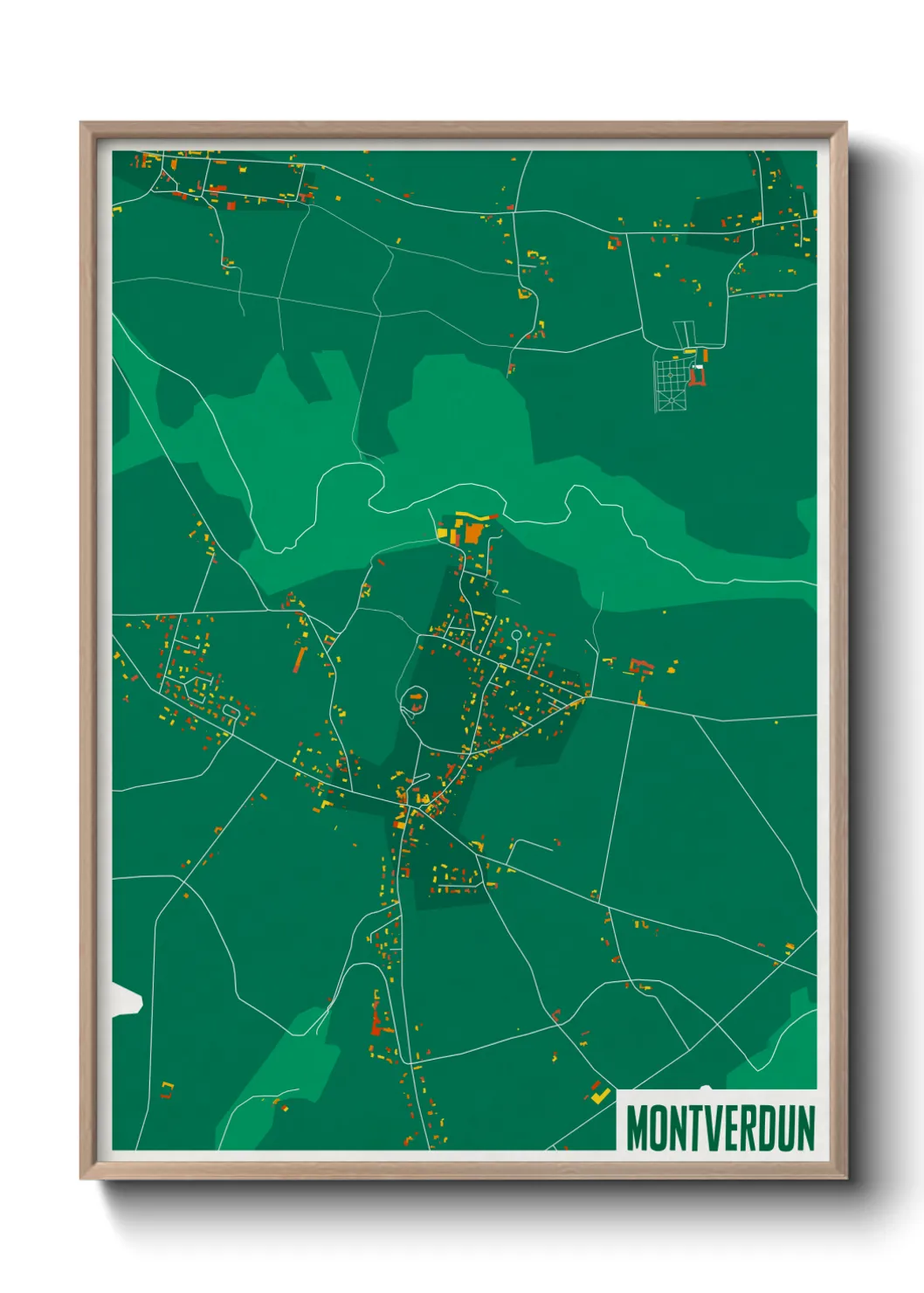 Une affiche de carte sur Montverdun