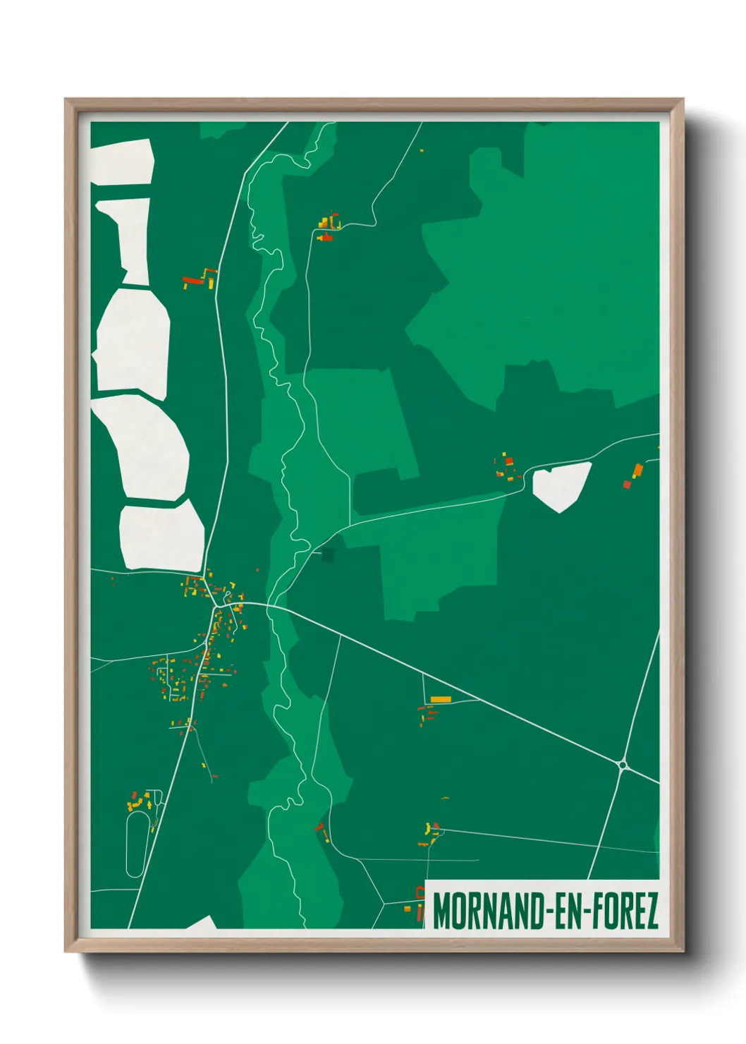 Une affiche de carte sur Mornand-en-Forez