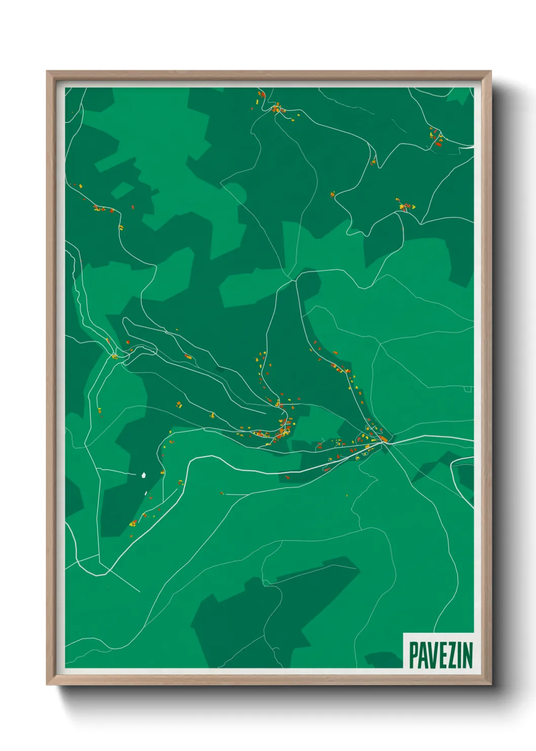 Une affiche de carte sur Pavezin