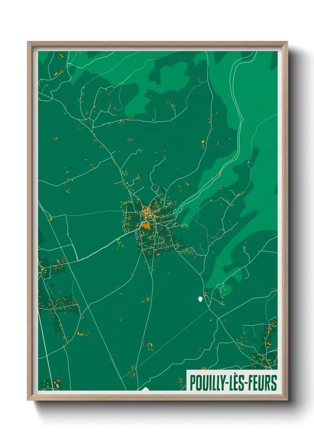 Une affiche de carte sur Pouilly-lès-Feurs