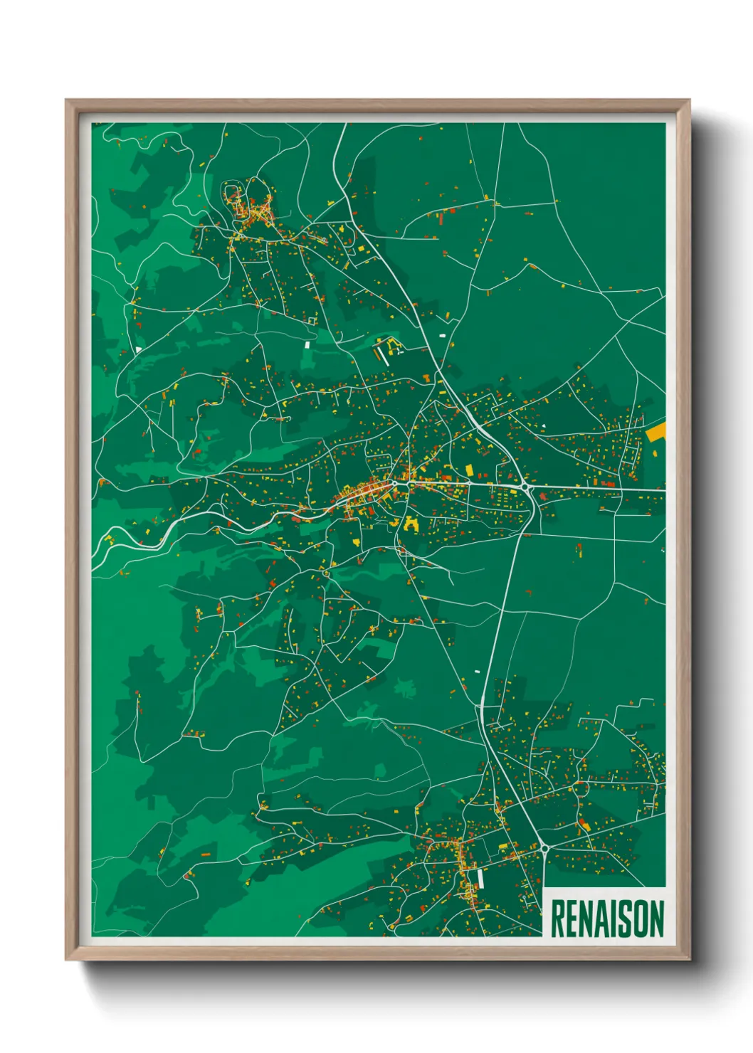 Une affiche de carte sur Renaison