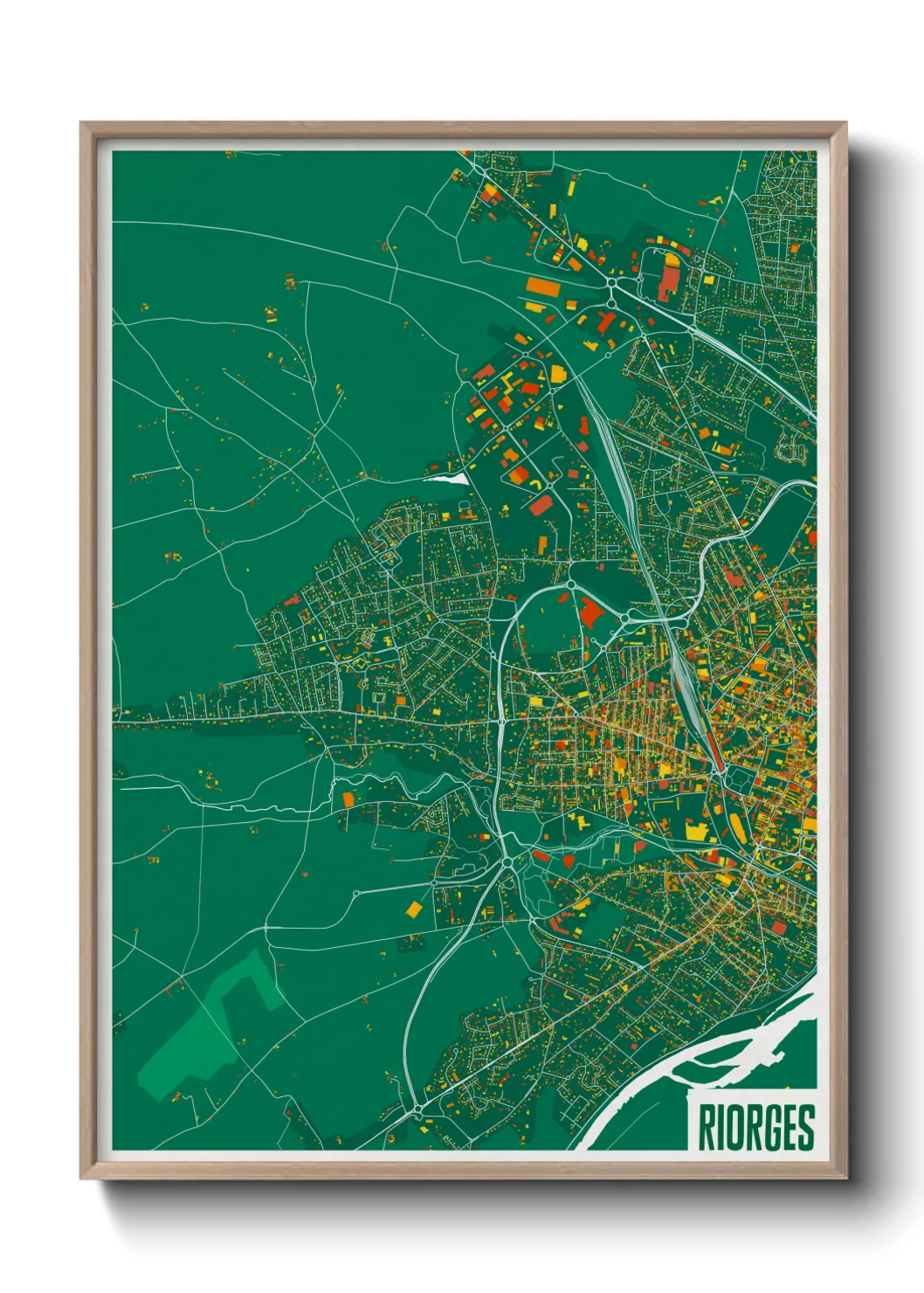 Une affiche de carte sur Riorges