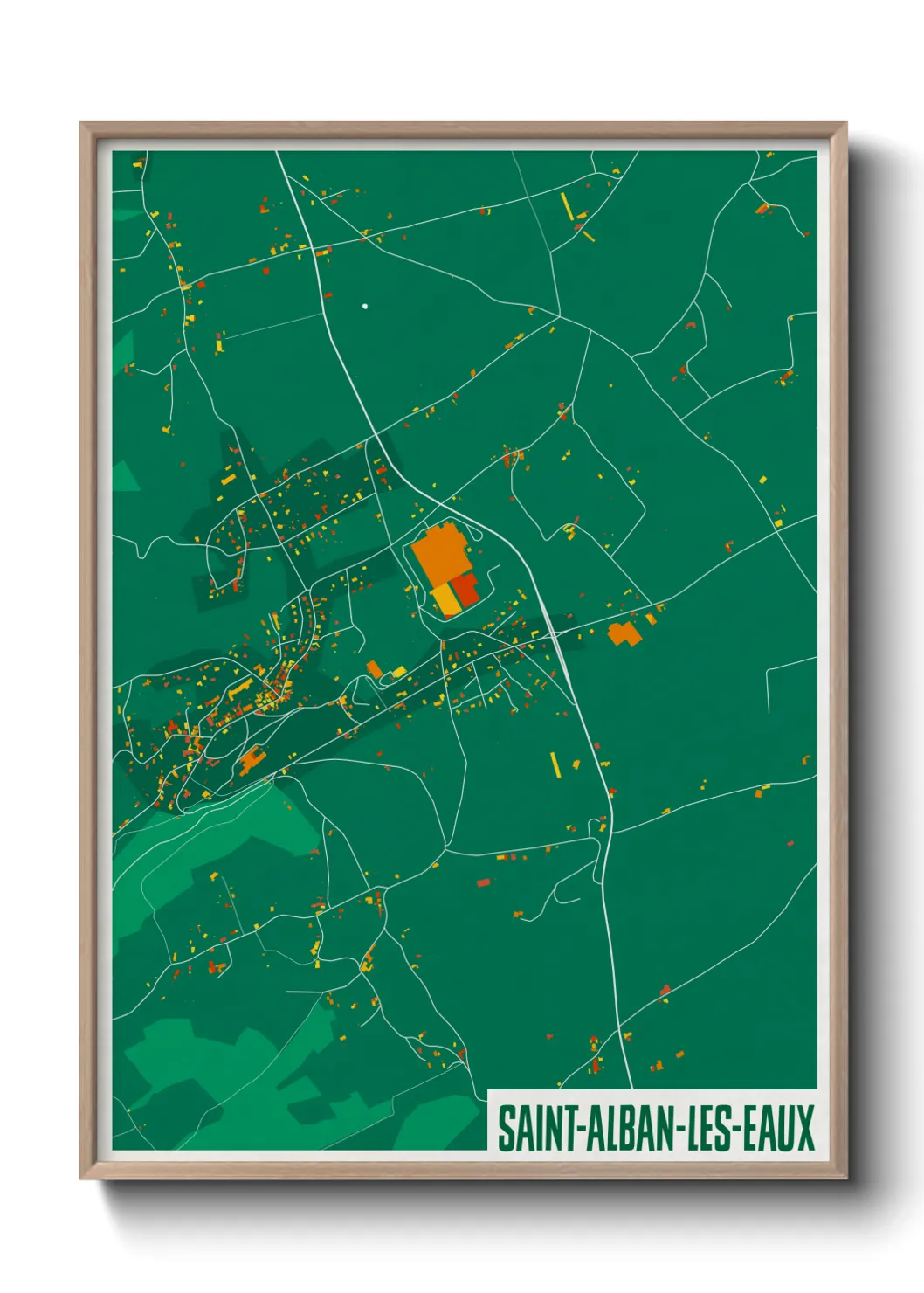 Une affiche de carte sur Saint-Alban-les-Eaux